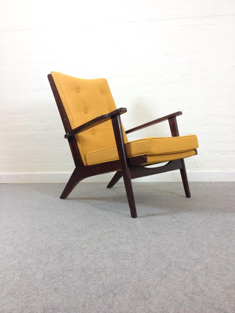 Pair of Midcentury ParkerKnoll Lounge Chairs or Armchairs with yellow
