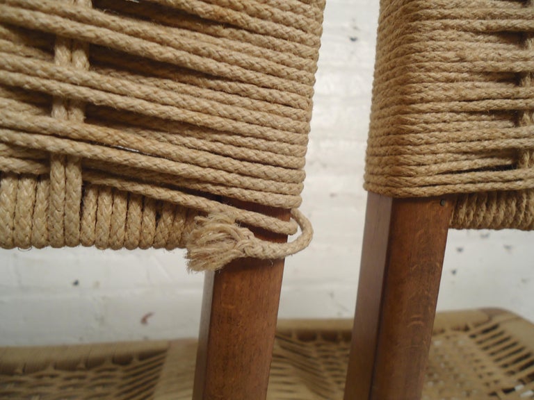 Pair of Midcentury Patio Rope Chairs For Sale at 1stDibs