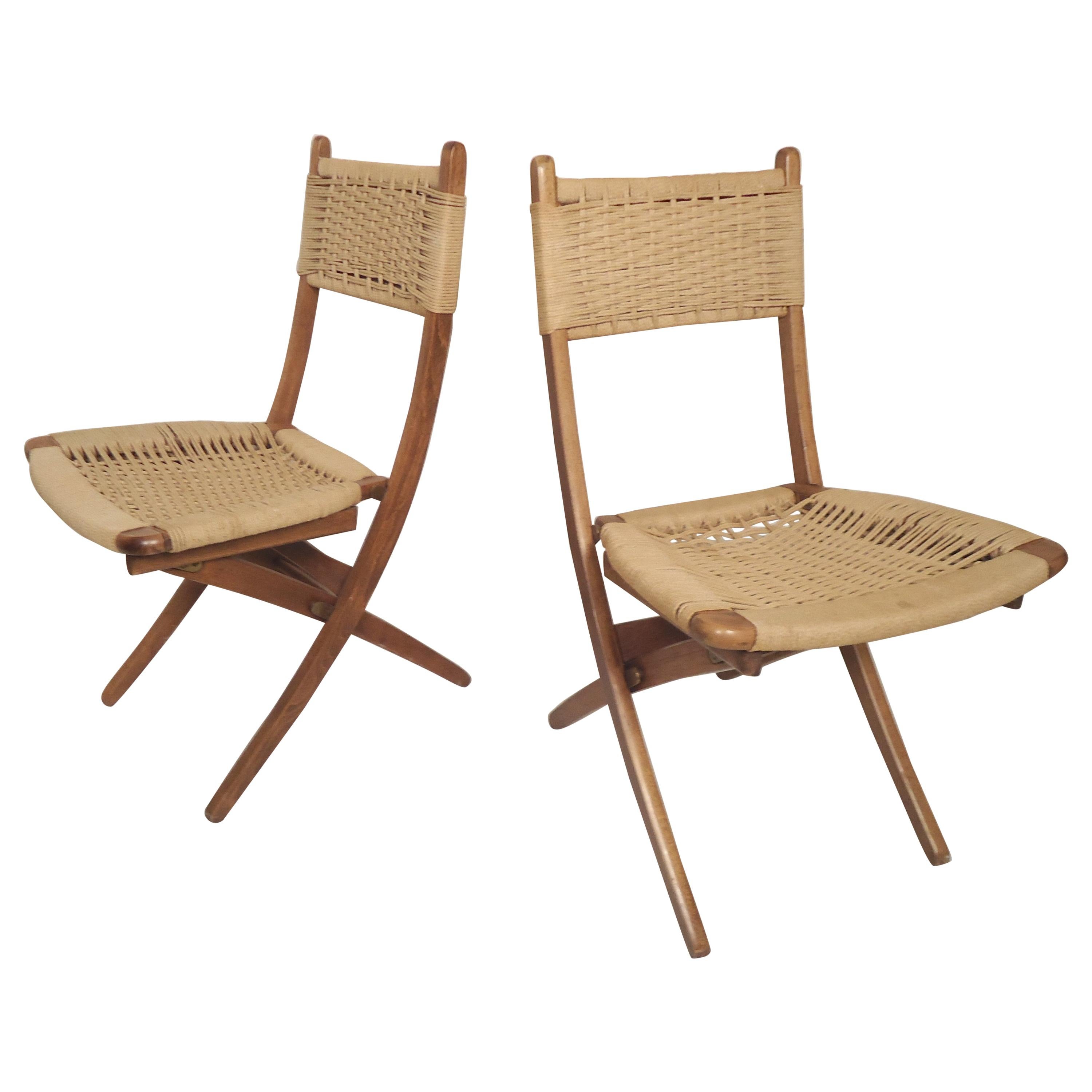 Pair of Midcentury Patio Rope Chairs For Sale at 1stDibs