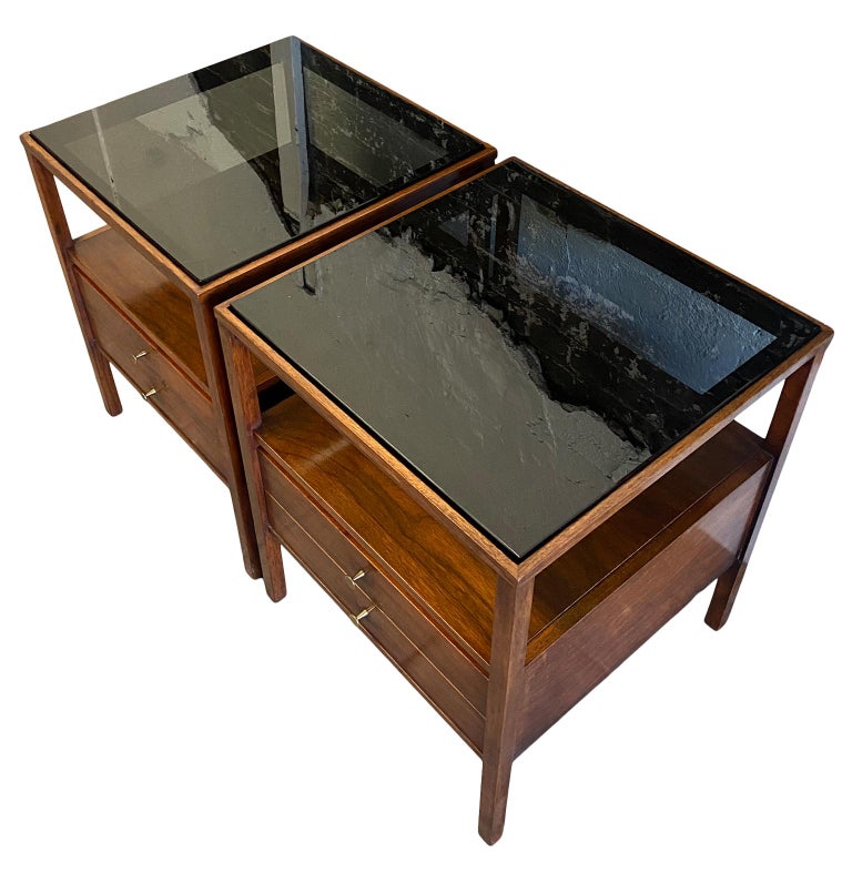 Pair of Midcentury Paul McCobb 2 Drawer Nightstands Walnut for Widdicomb In Good Condition For Sale In BROOKLYN, NY