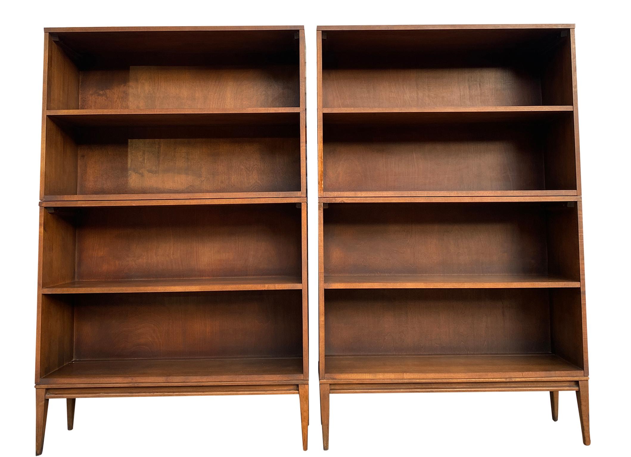 Mid-Century Modern Pair of Midcentury Paul McCobb Double Bookshelves #1516 Maple Walnut Finish
