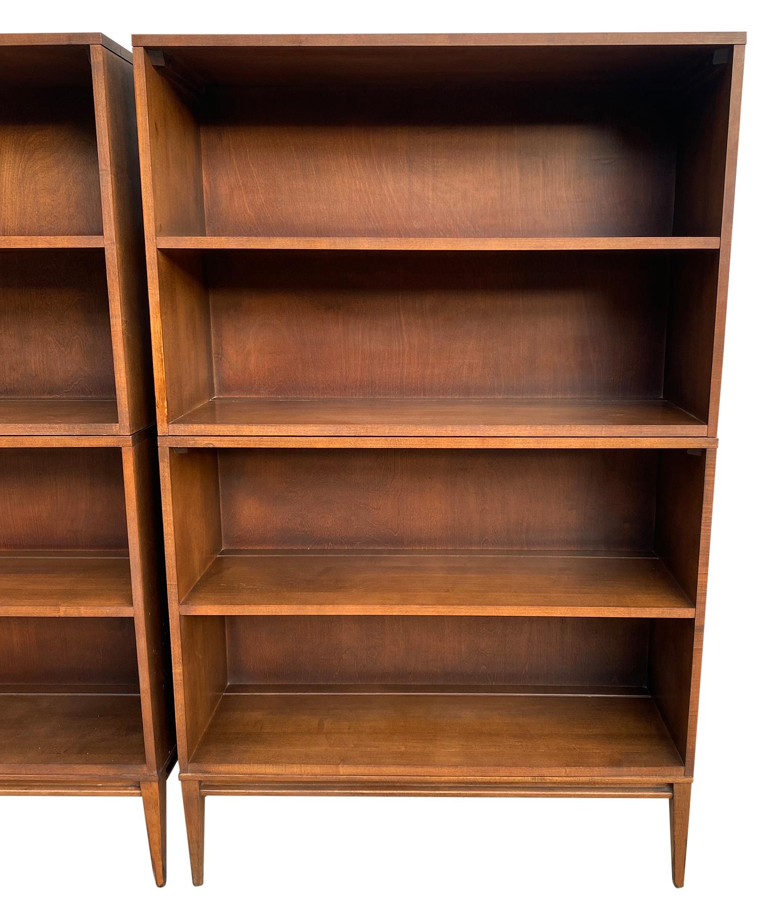 Pair of Midcentury Paul McCobb Double Bookshelves #1516 Maple Walnut Finish 2