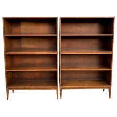 Pair of Midcentury Paul McCobb Double Bookshelves #1516 Maple Walnut Finish