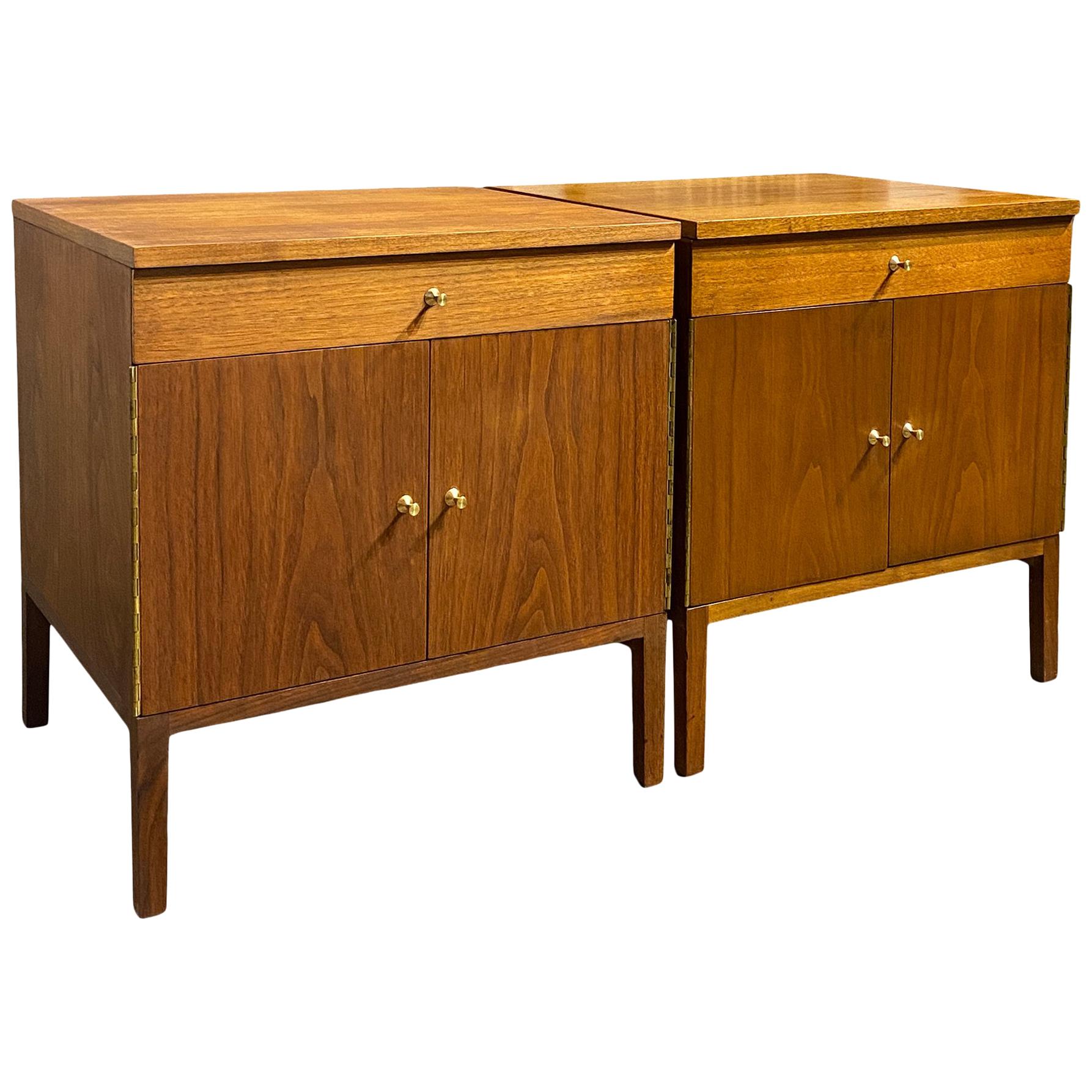 Pair of Midcentury Paul McCobb for Directional Nightstands Cabinets Walnut For Sale