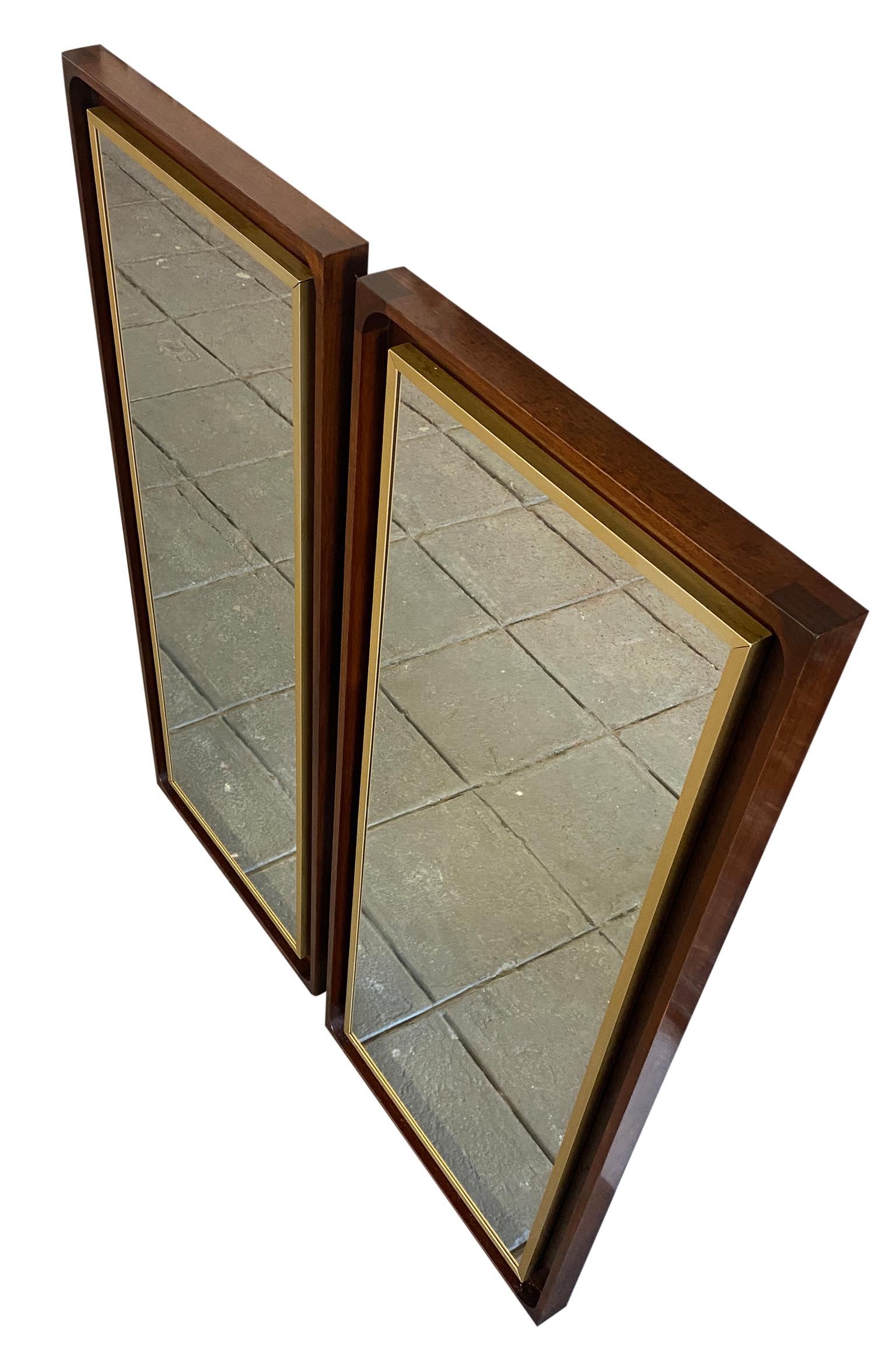 Mid-Century Modern Pair of Midcentury Paul McCobb H. Sacks Solid Walnut Wall Mirrors