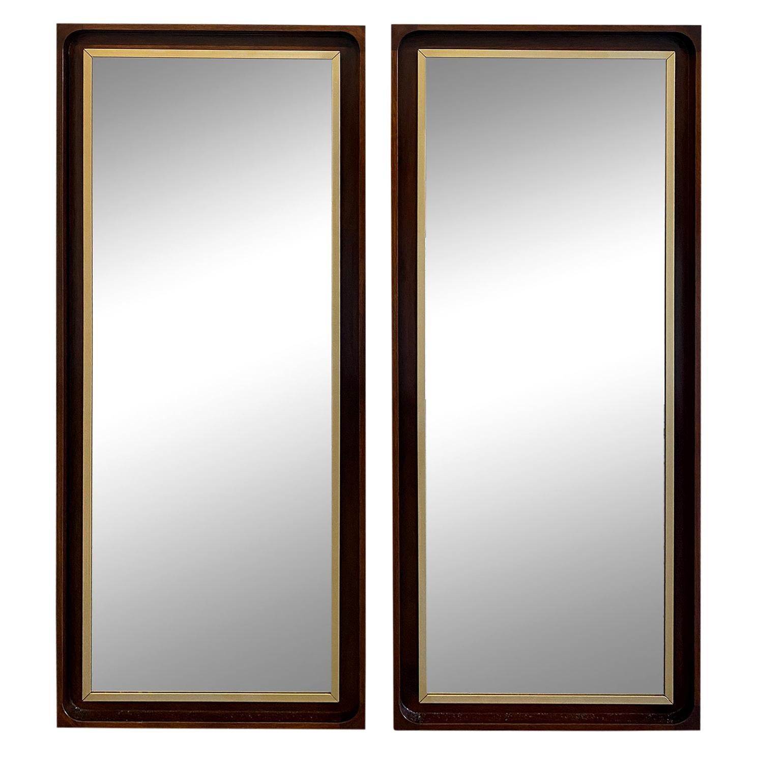 Pair of Midcentury Paul McCobb H. Sacks Solid Walnut Wall Mirrors