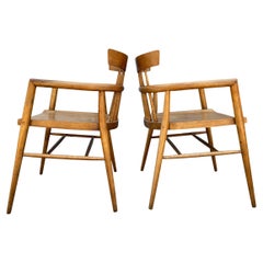 Pair of Midcentury Paul McCobb Planner Group Captain Lounge Maple Arm Chairs