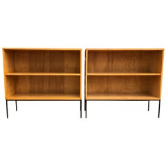 Pair of Midcentury Paul McCobb Single Bookcase #1516 Maple Iron Base