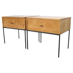 Pair of Midcentury Paul McCobb Single Drawer #1500 Nightstands Blonde T Pulls