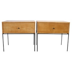 Pair of Midcentury Paul McCobb Single Drawer #1500 Nightstands Blonde T Pulls