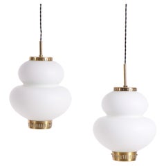 Ein Paar Erdnuss-Hängeleuchten von Bent Karlby, dänisches Design, 1950er Jahre