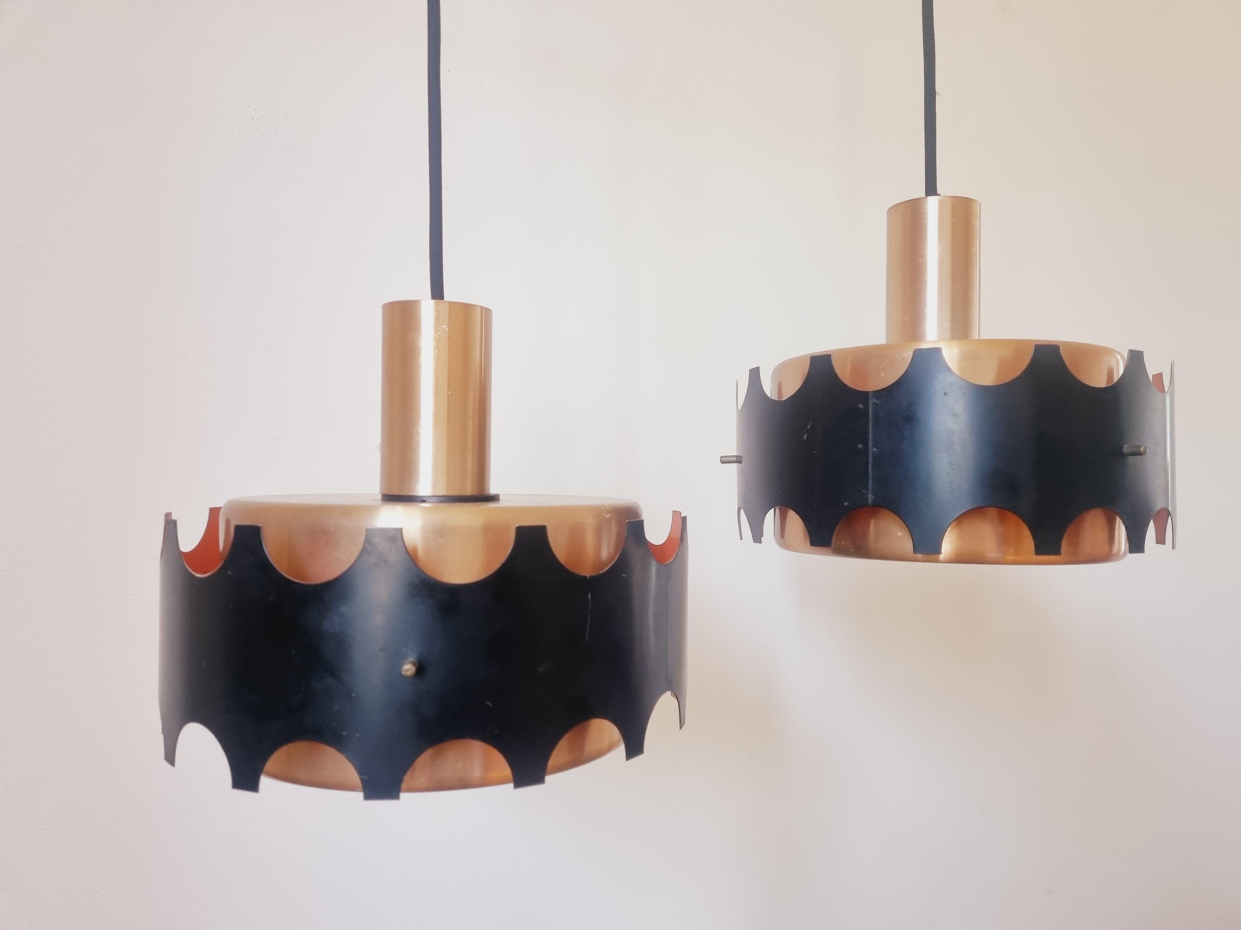 Late 20th Century Pair of Midcentury Pendants in Style of Jo Hammerborg, Denmark, 1970s For Sale