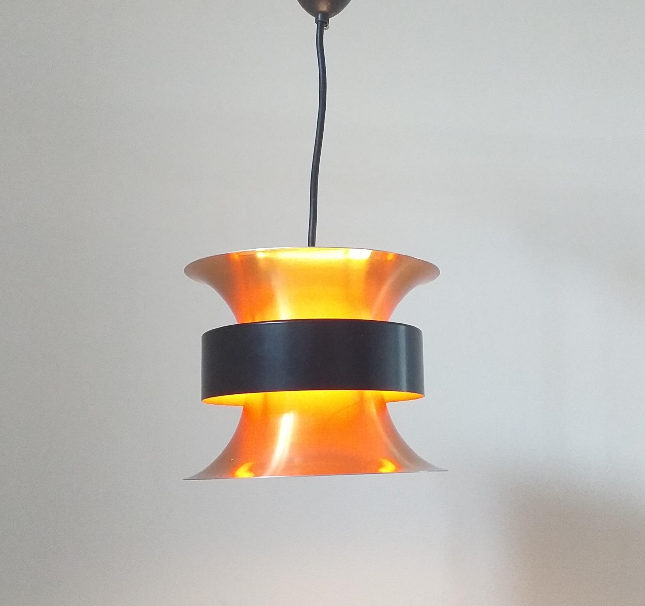 Copper Pair of Midcentury Pendants Light Designed by Carl Thore, 1970s For Sale