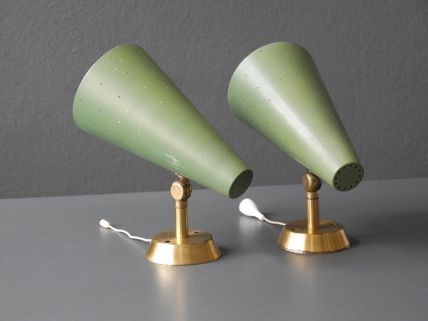 Mid-Century Modern Pair of Midcentury Perforated Metal Sconces Made of Brass and Aluminum, Italy