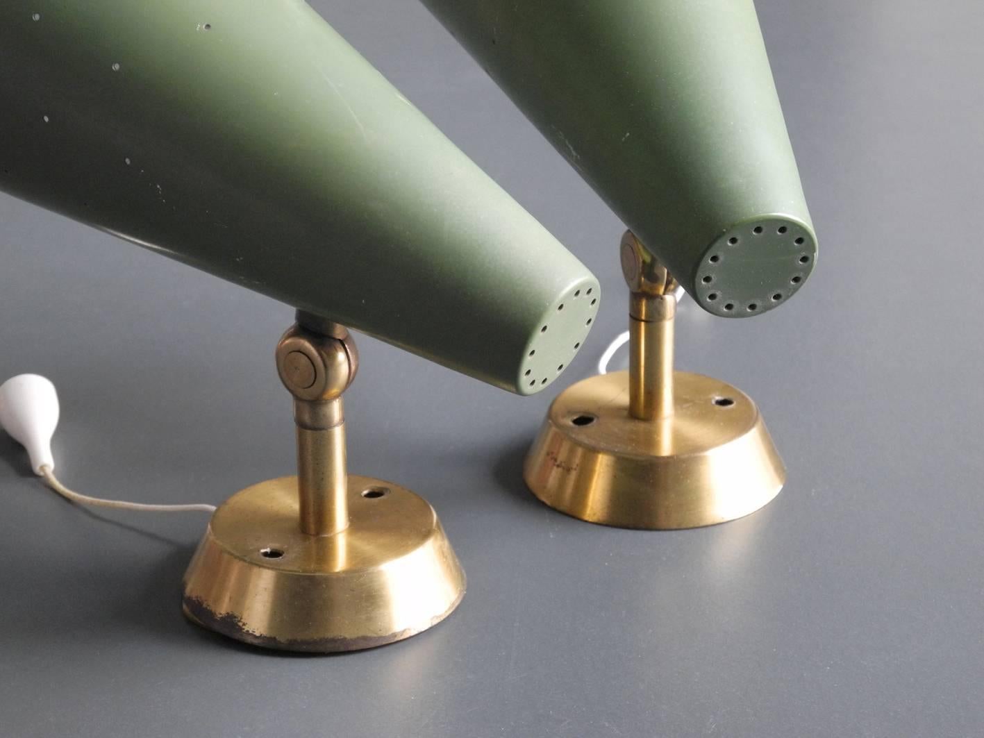 Mid-20th Century Pair of Midcentury Perforated Metal Sconces Made of Brass and Aluminum, Italy