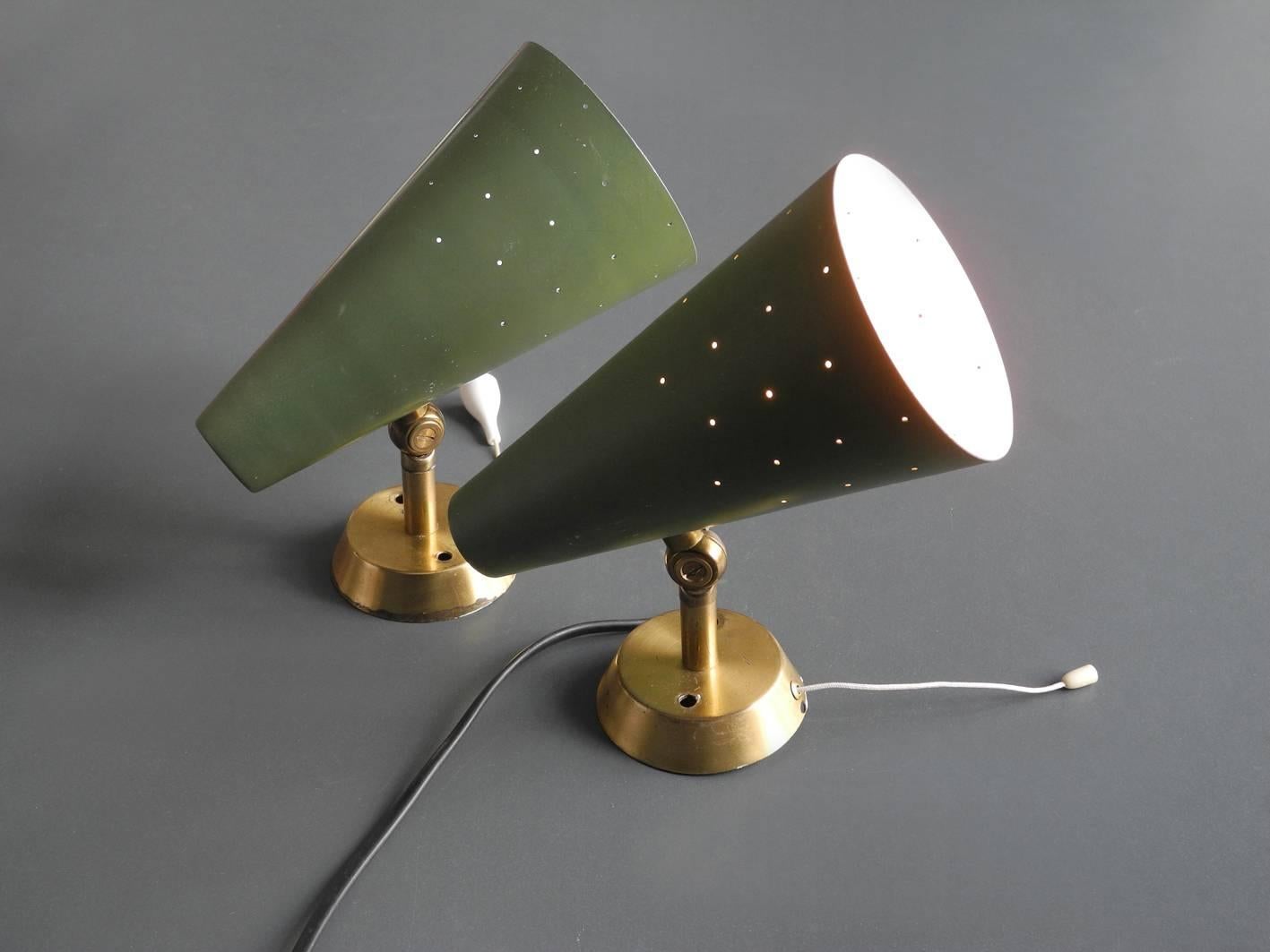 Pair of Midcentury Perforated Metal Sconces Made of Brass and Aluminum, Italy 2