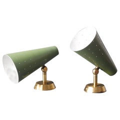 Pair of Midcentury Perforated Metal Sconces Made of Brass and Aluminum, Italy