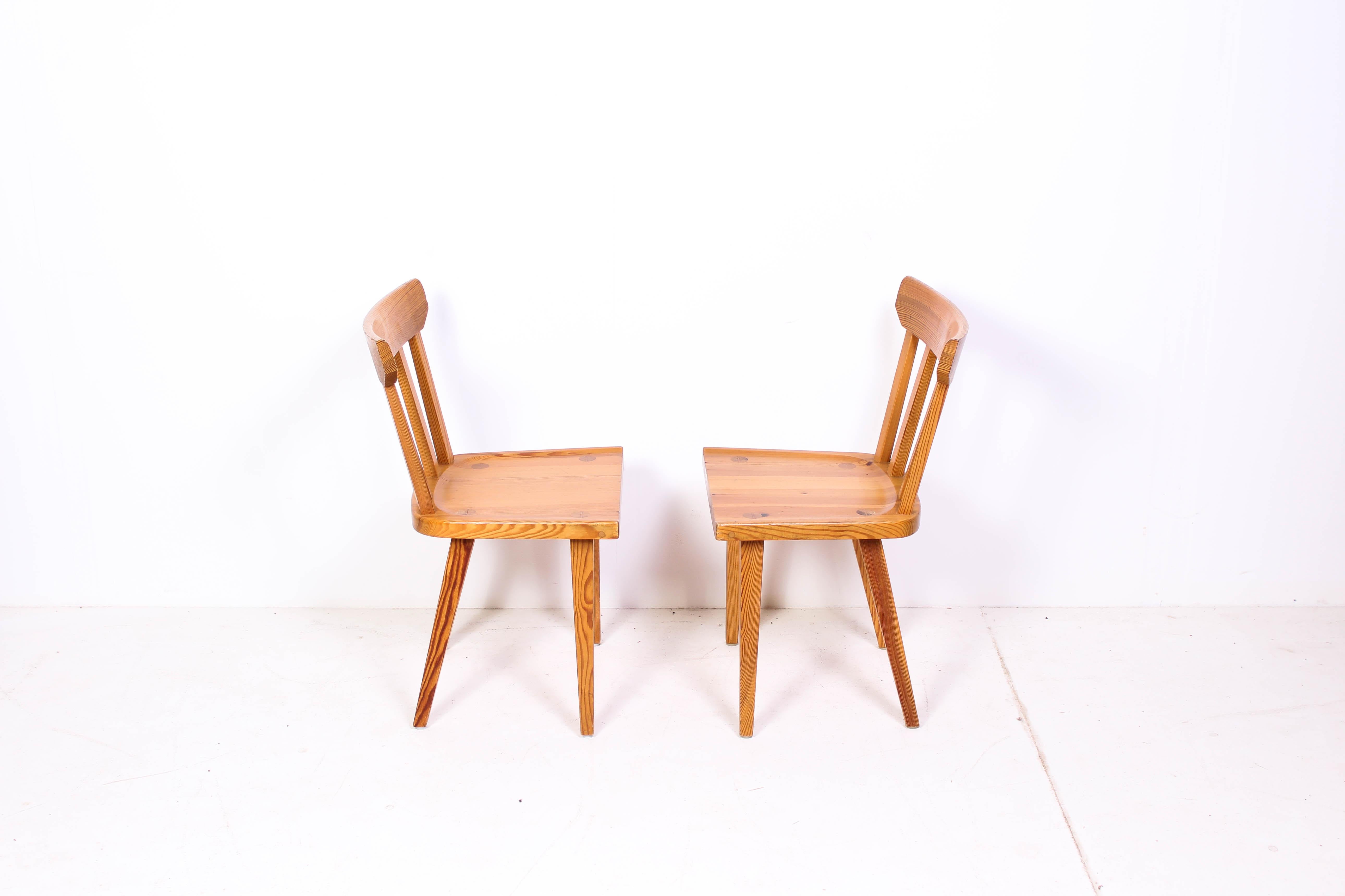 Pair of Midcentury Pine Dining Chairs by Karl Andersson & Söner 1