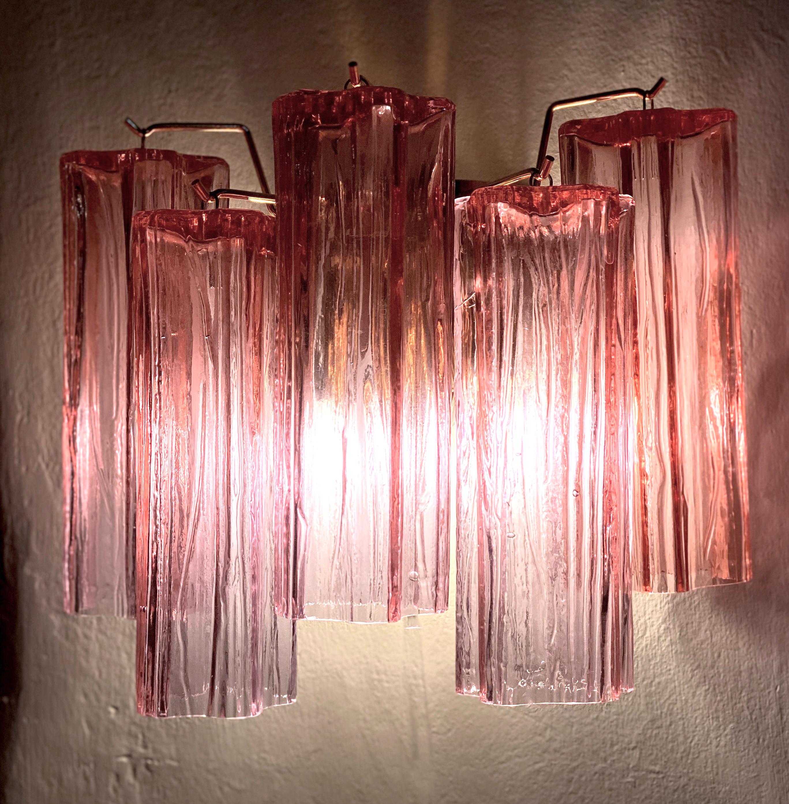 Mid-Century Modern Pair of Midcentury Pink Murano Glass Scones by Tony Zuccheri for Venini