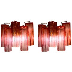 Pair of Midcentury  Red Murano Glass Scones by Tony Zuccheri for Venini