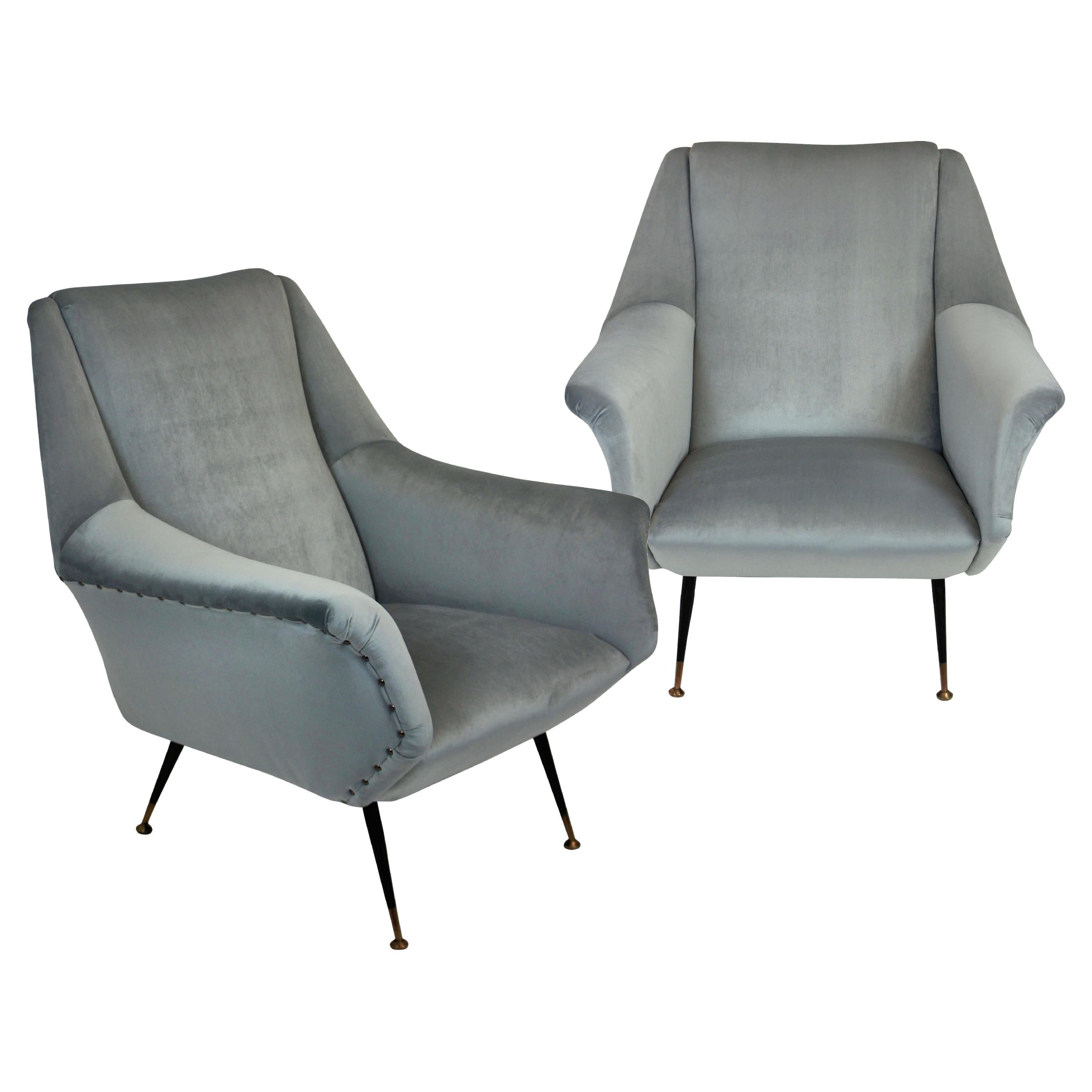 Pair of Midcentury Ponti Style Armchairs For Sale