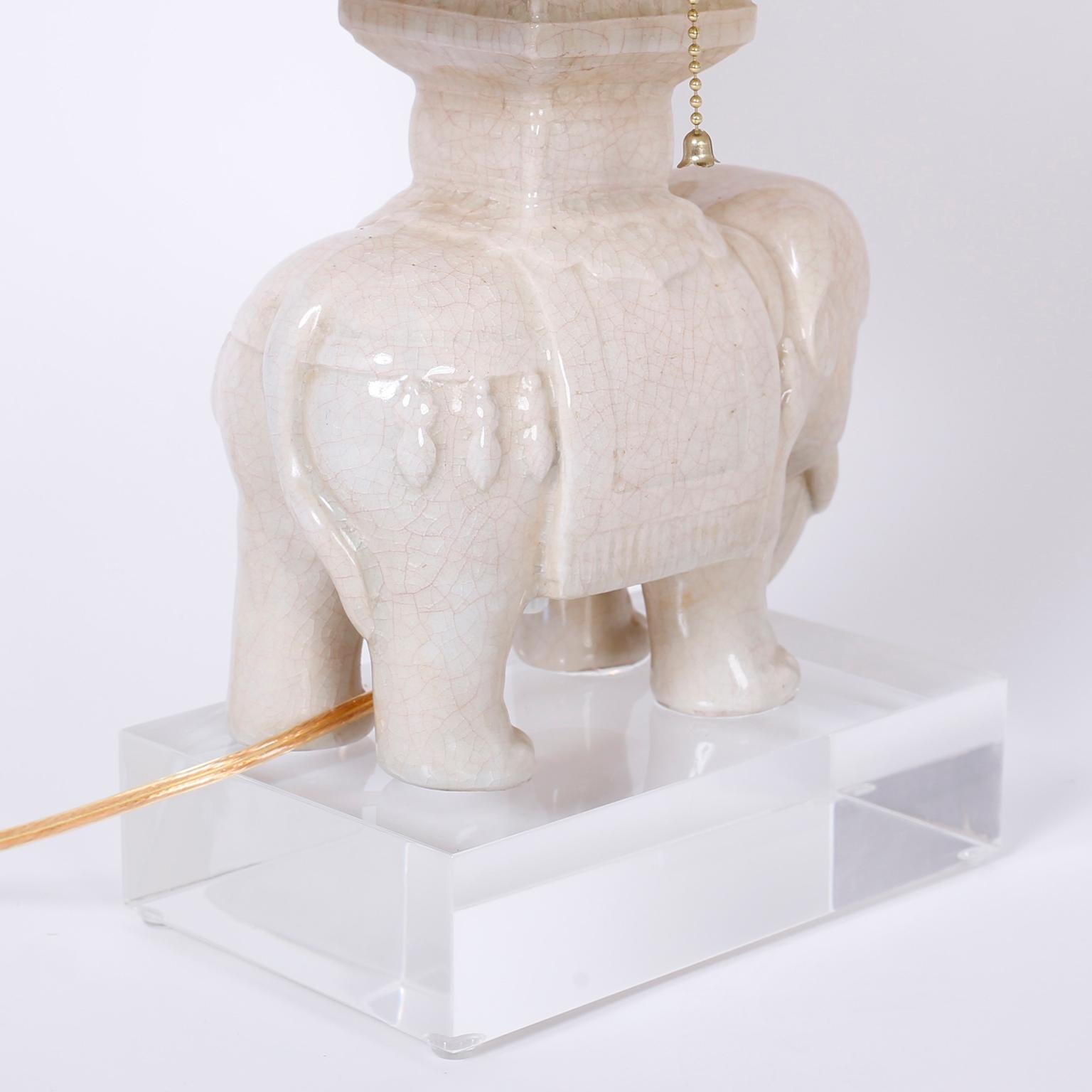 Pair of Midcentury Porcelain Elephant Table Lamps 1