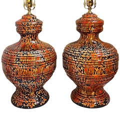 Paar Porzellanlampen aus der Mitte des Jahrhunderts