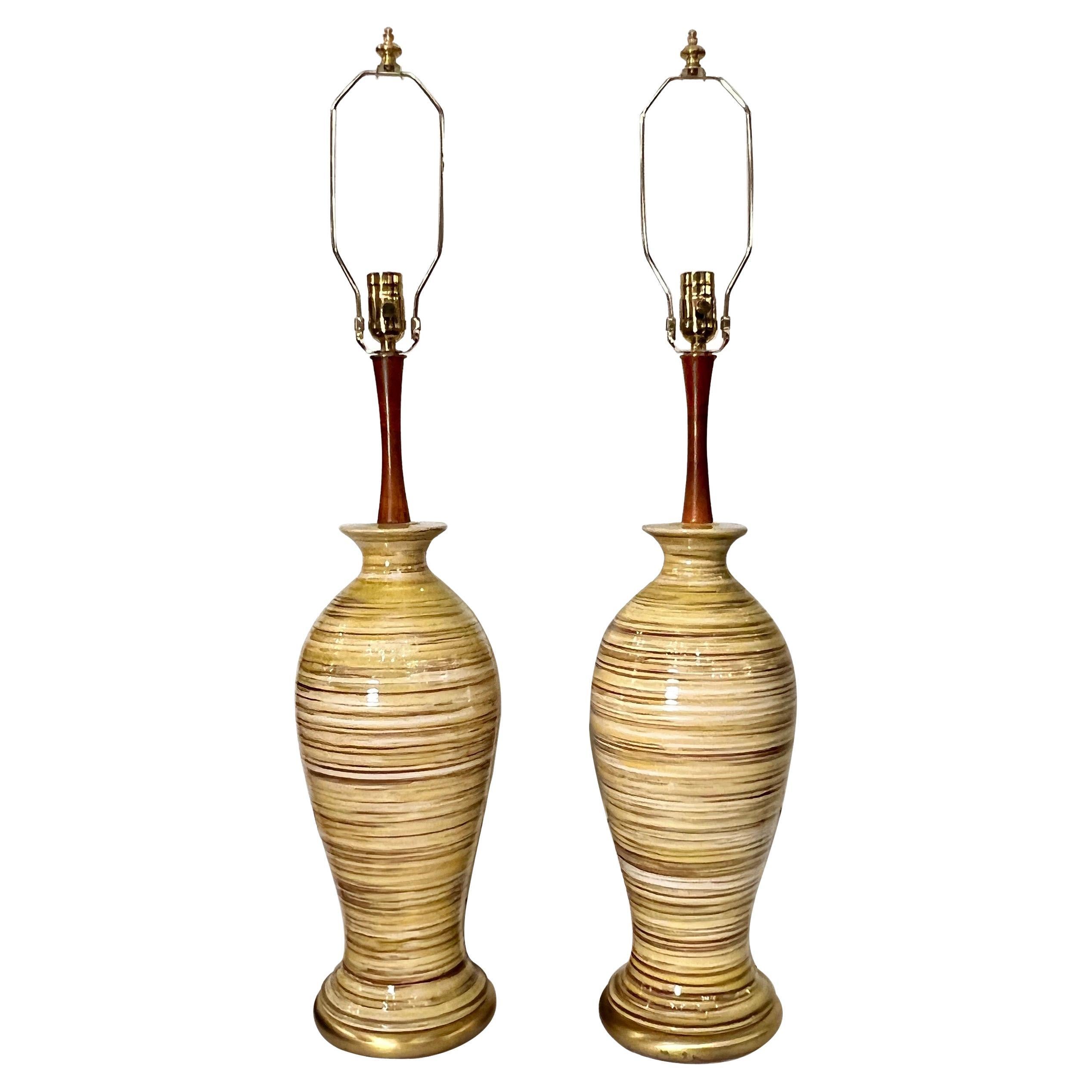 Pair of Midcentury Porcelain Lamps For Sale