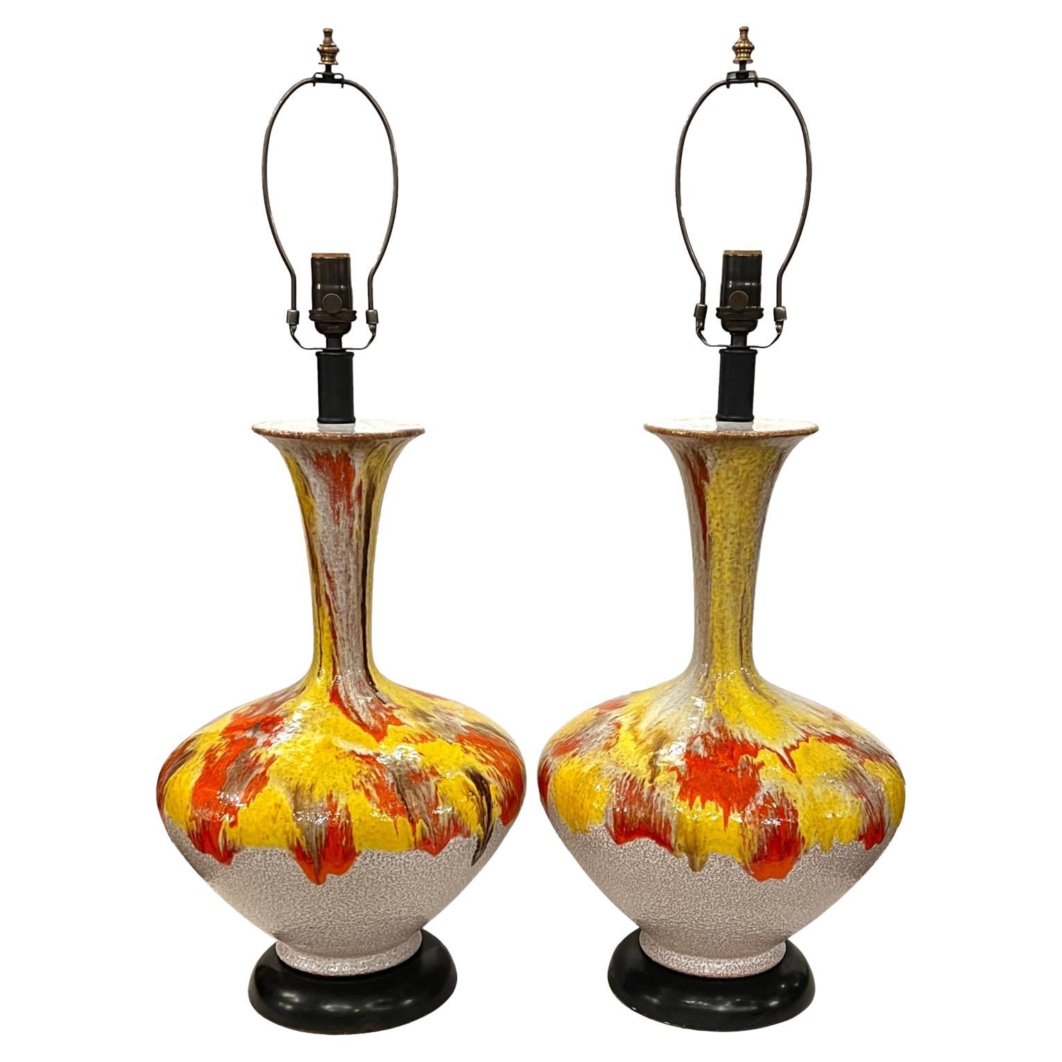 Pair of Midcentury Porcelain Lamps For Sale
