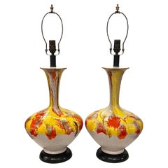 Vintage Pair of Midcentury Porcelain Lamps