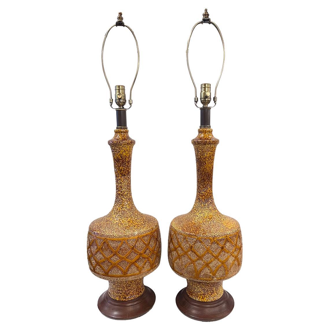 Pair of Midcentury Porcelain lamps For Sale