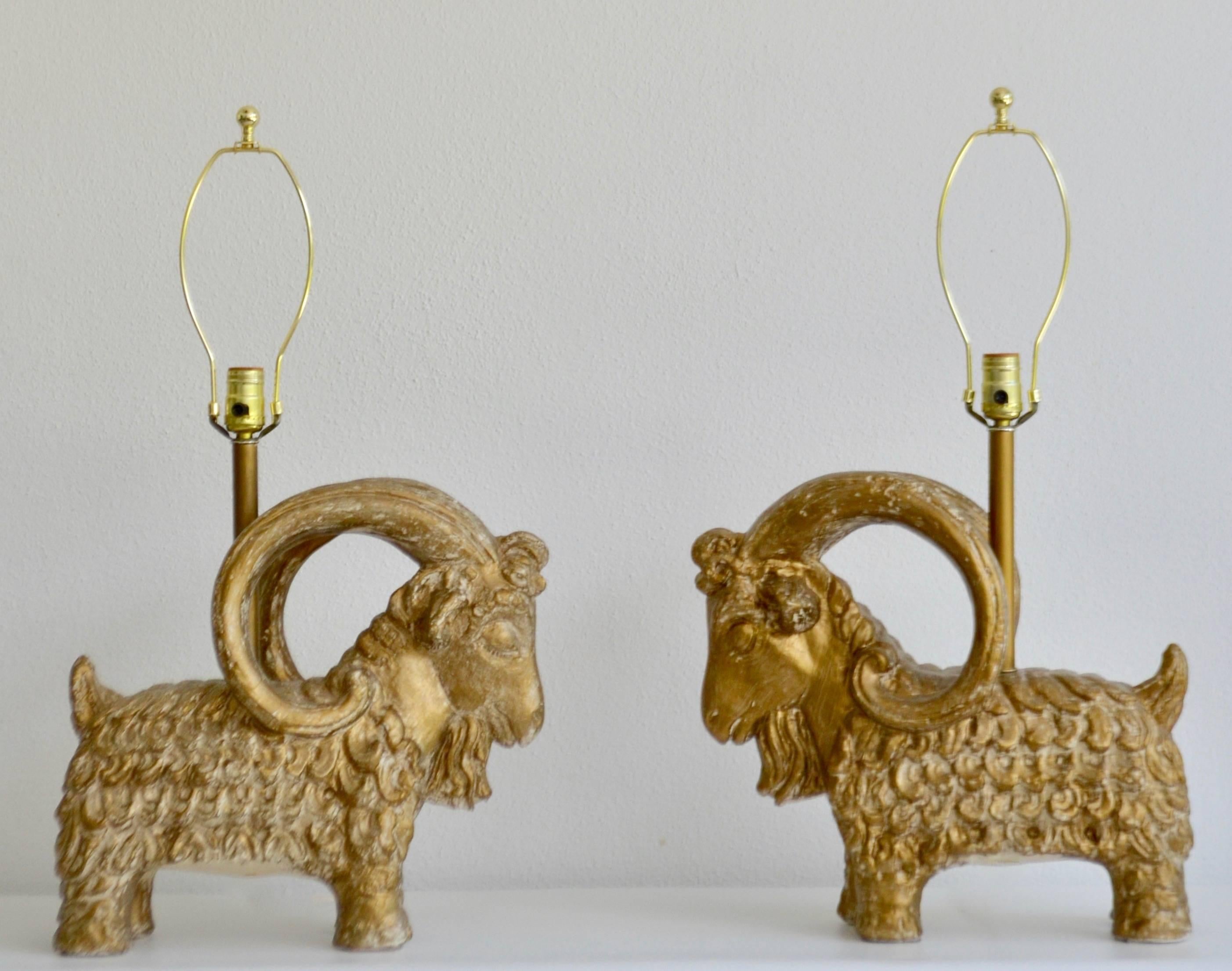 Mid-Century Modern Pair of Midcentury Ram Form Table Lamps For Sale