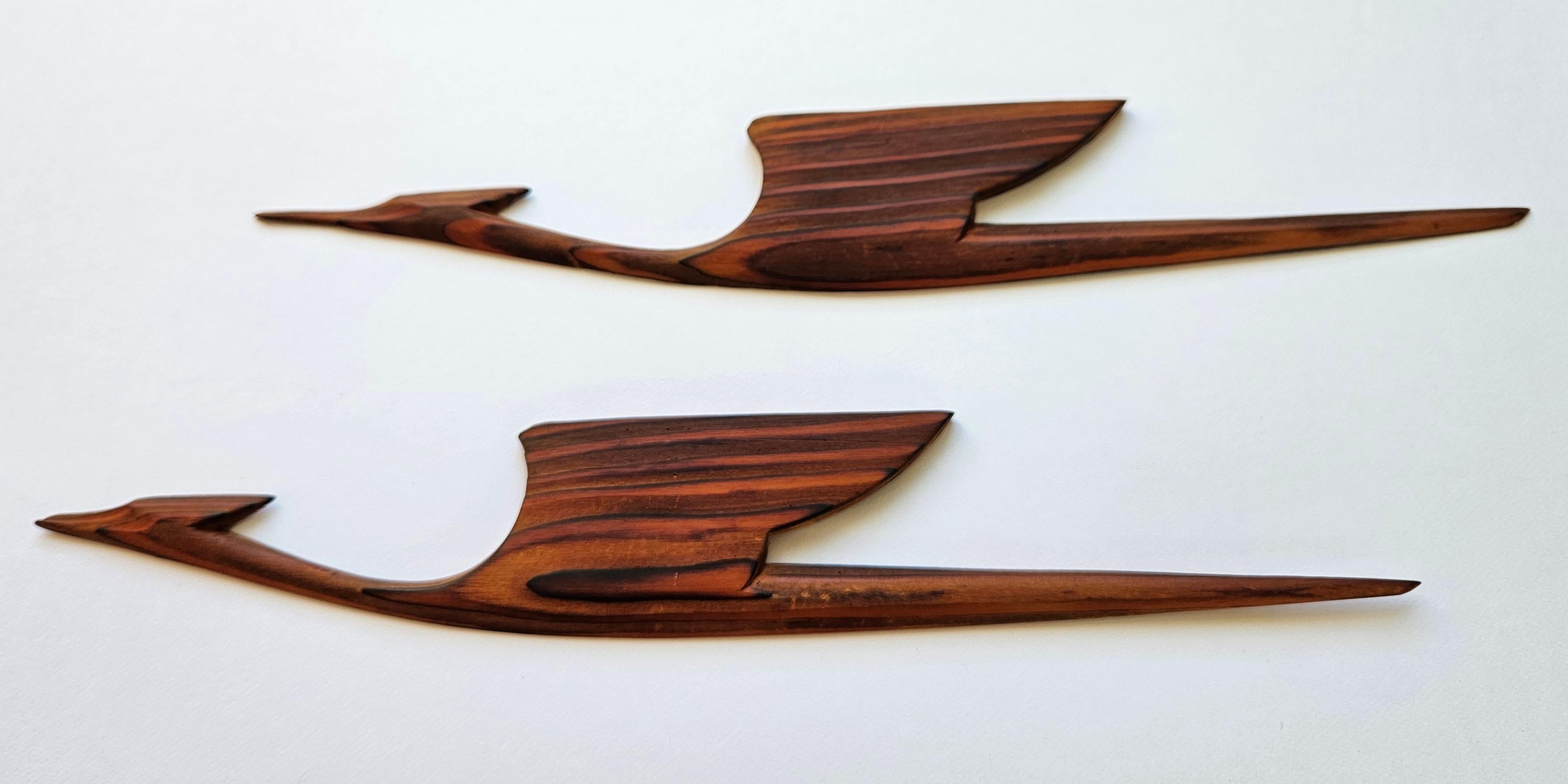 Paire de sculptures murales en bois rares du milieu du siècle représentant des oiseaux et des hérons, Danemark, années 1960. en vente 3