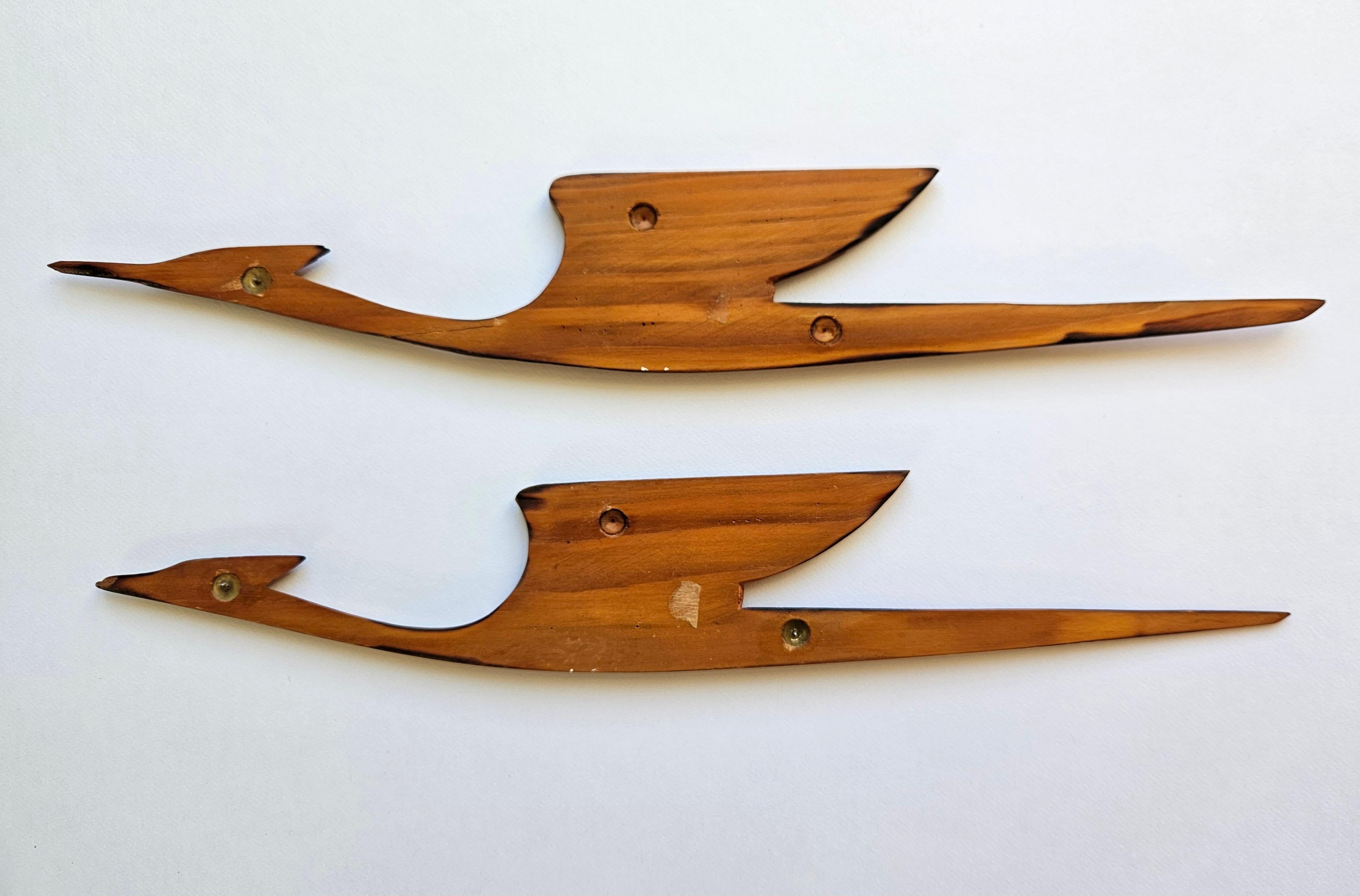 Paire de sculptures murales en bois rares du milieu du siècle représentant des oiseaux et des hérons, Danemark, années 1960. en vente 4