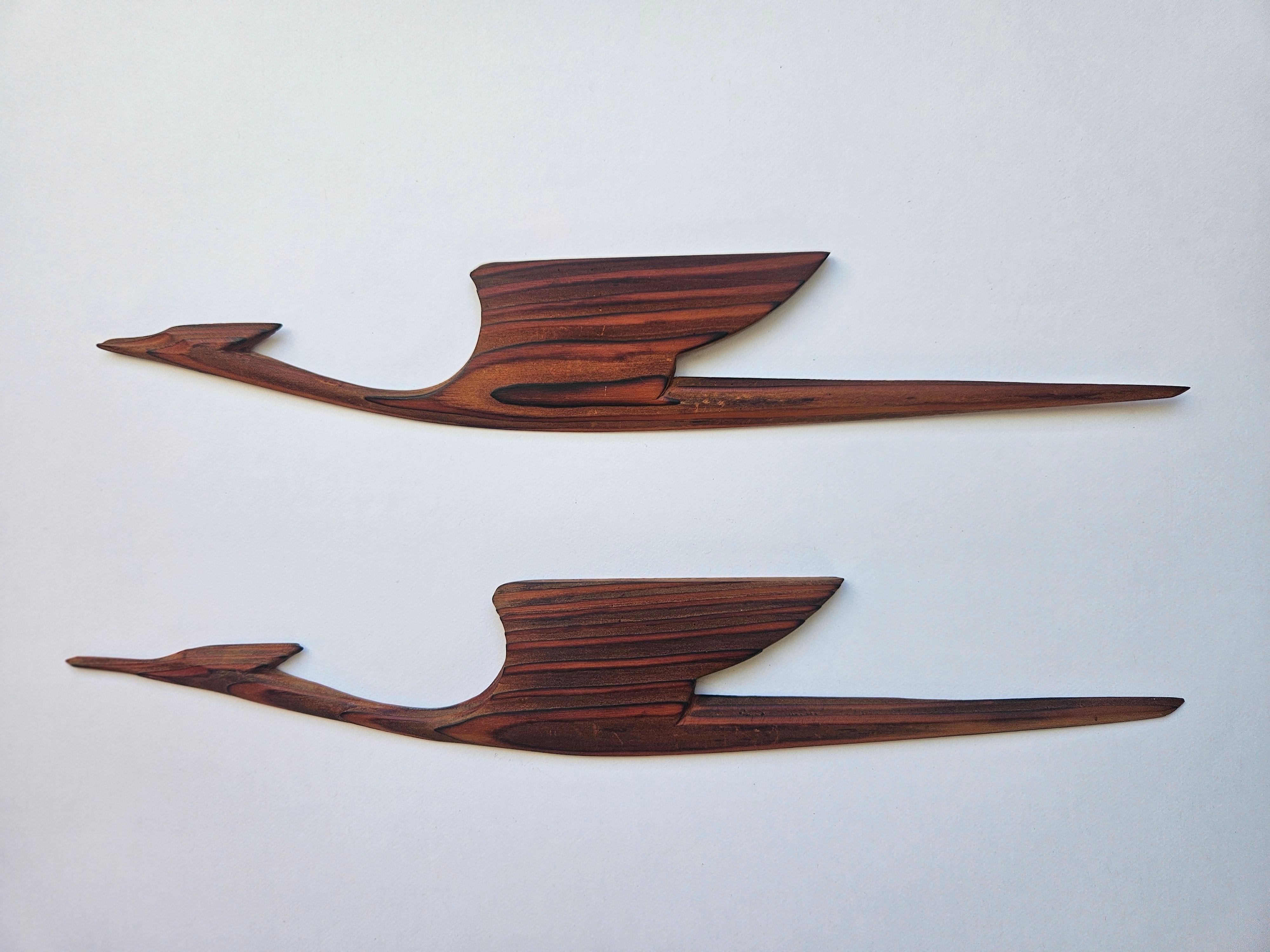 Paire de sculptures murales en bois rares du milieu du siècle représentant des oiseaux et des hérons, Danemark, années 1960. en vente 5