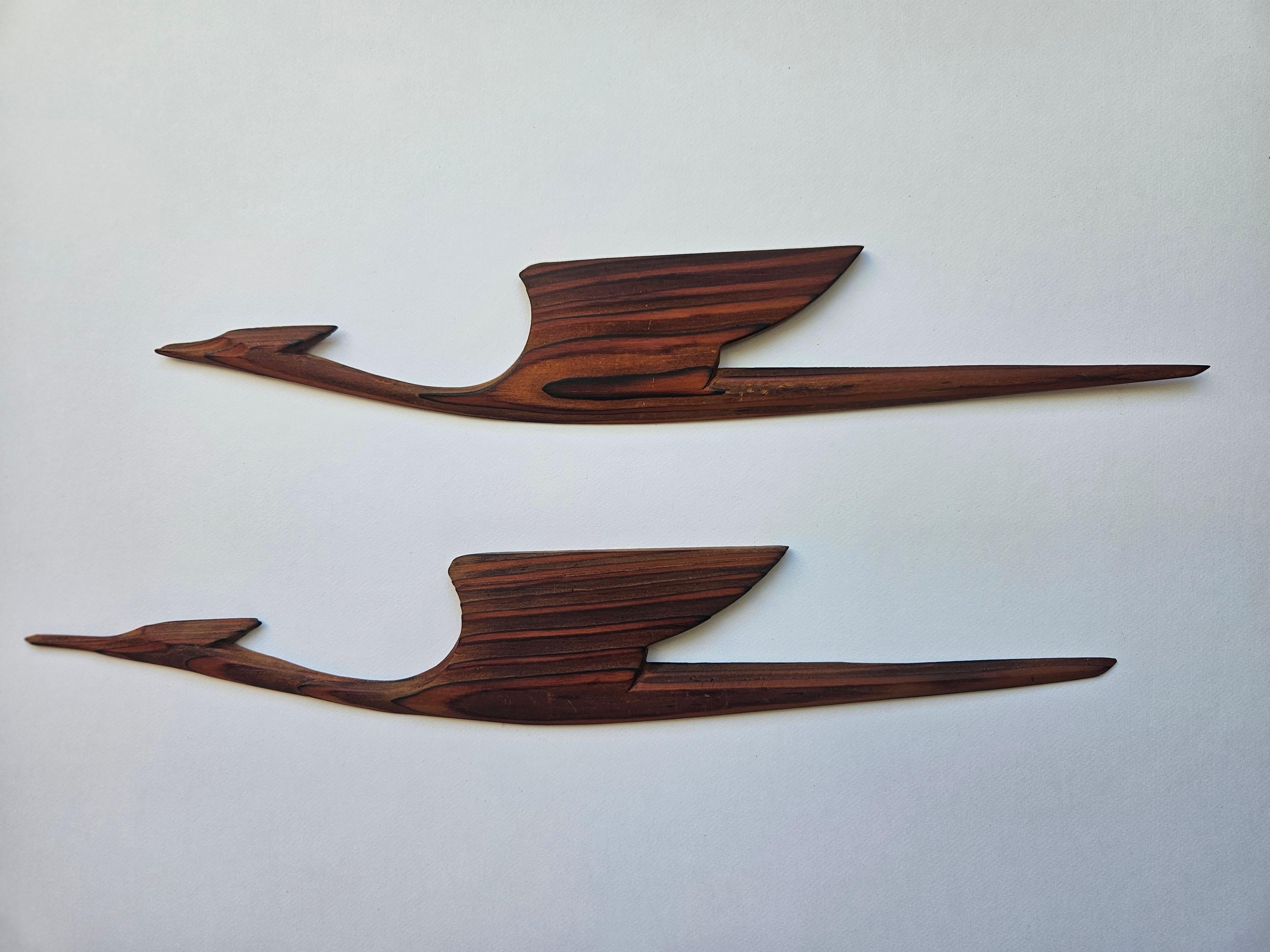 Paire de sculptures murales en bois rares du milieu du siècle représentant des oiseaux et des hérons, Danemark, années 1960. en vente 8