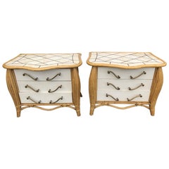 Pair of Midcentury Rattan Nightstands