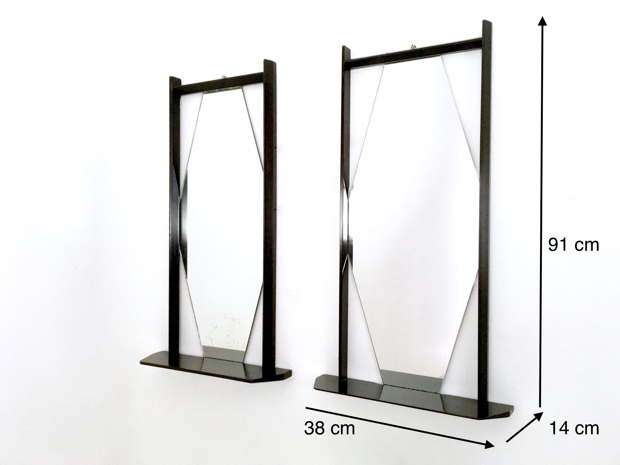 Pair of Midcentury Rectangular Black Ebonized Wood Wall Mirrors, Italy, 1960s 6
