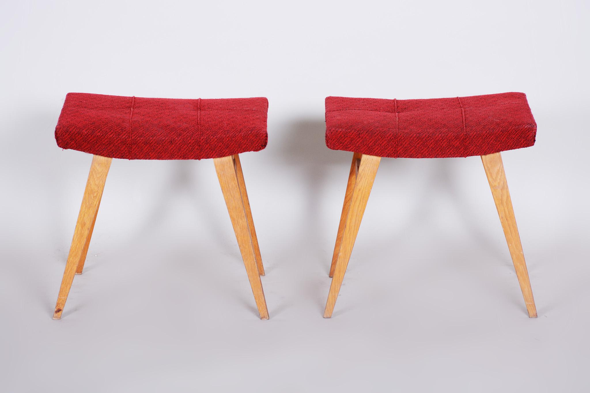 Pair of midcentury red beech stools, 1960s, original preserved condition.




  