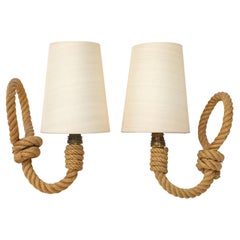 Pair of Midcentury Rope Sconces by Audoux-Minnet, French c. 1954