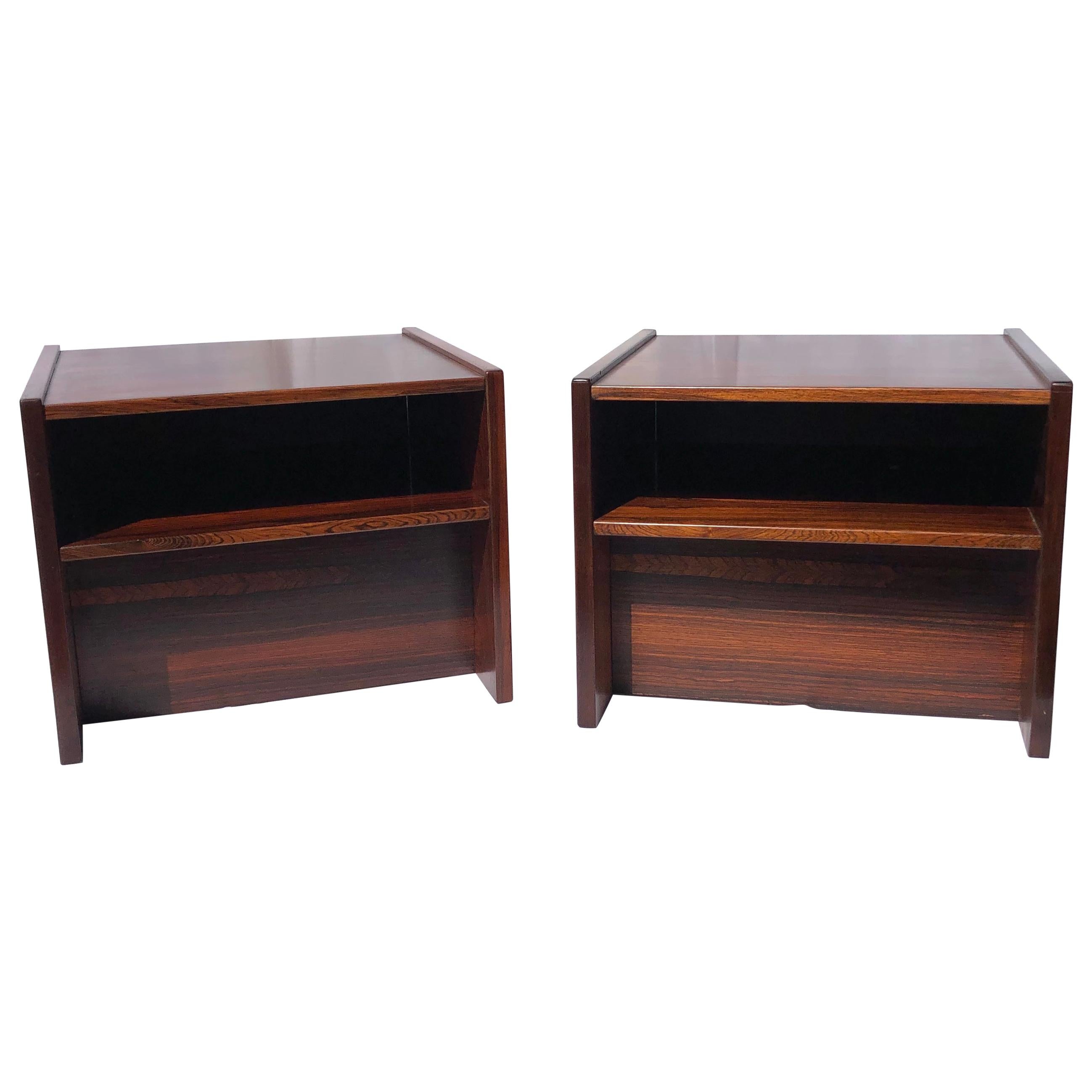 Pair of Mid Century Rosewood Bedside Tables / Cube Nightstands, Danish, 1970s
