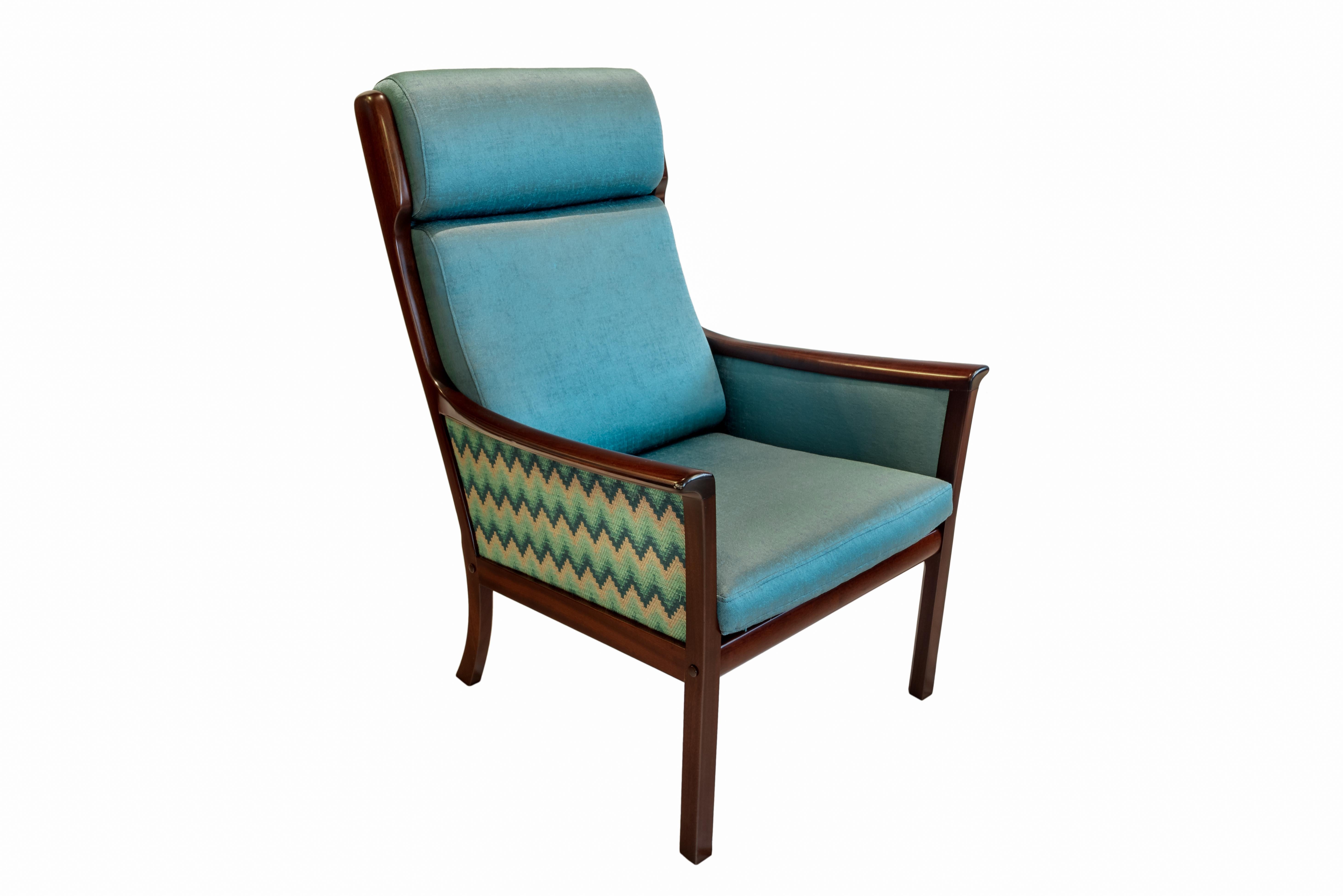 Mid-Century Modern Pair of Midcentury Rosewood Highback Easy Chairs by Ole Wanscher for P.Jeppesen
