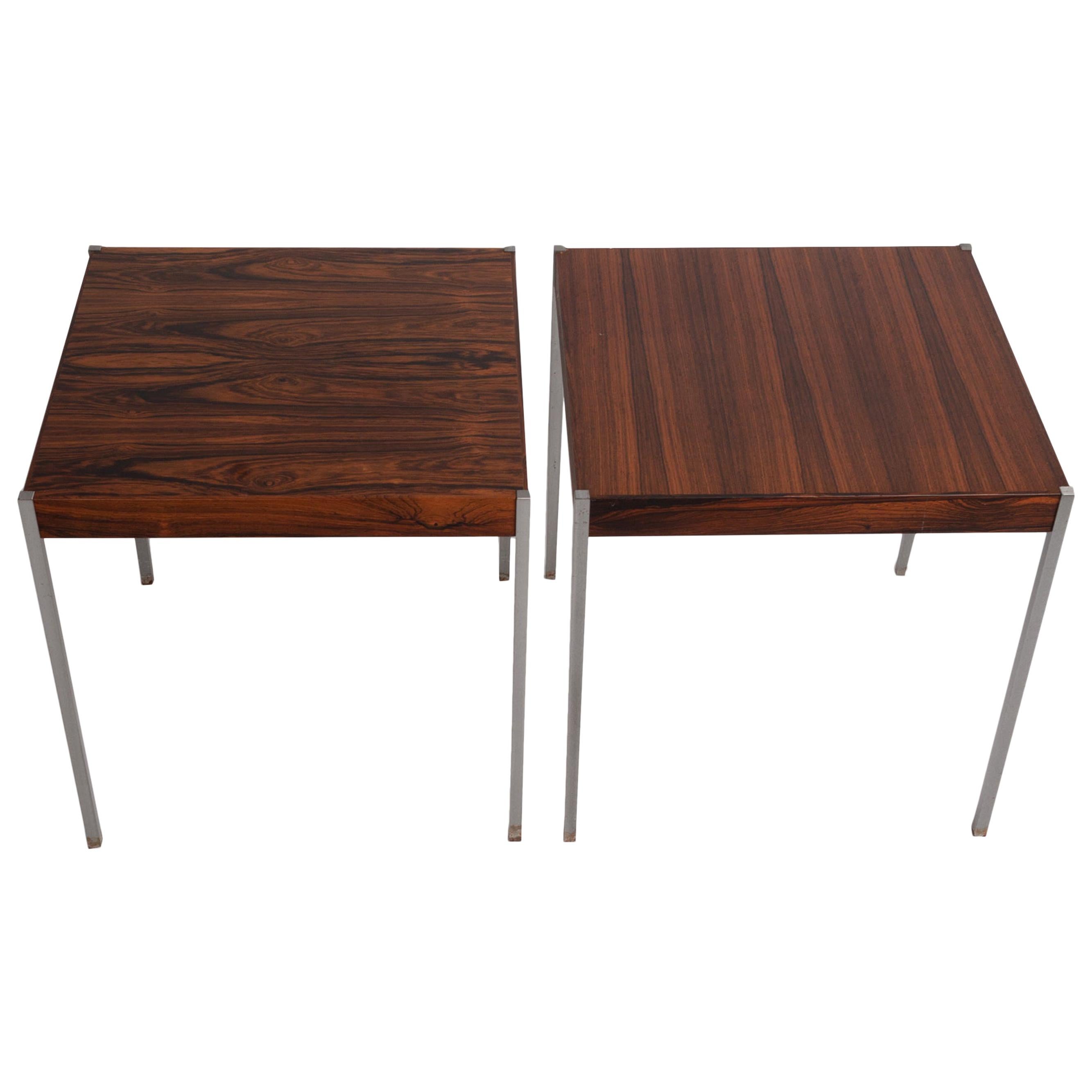 Paire de tables d'appoint en palissandre du milieu du sicle dernier par Uno & sten Kristiansson pour Luxus en vente
