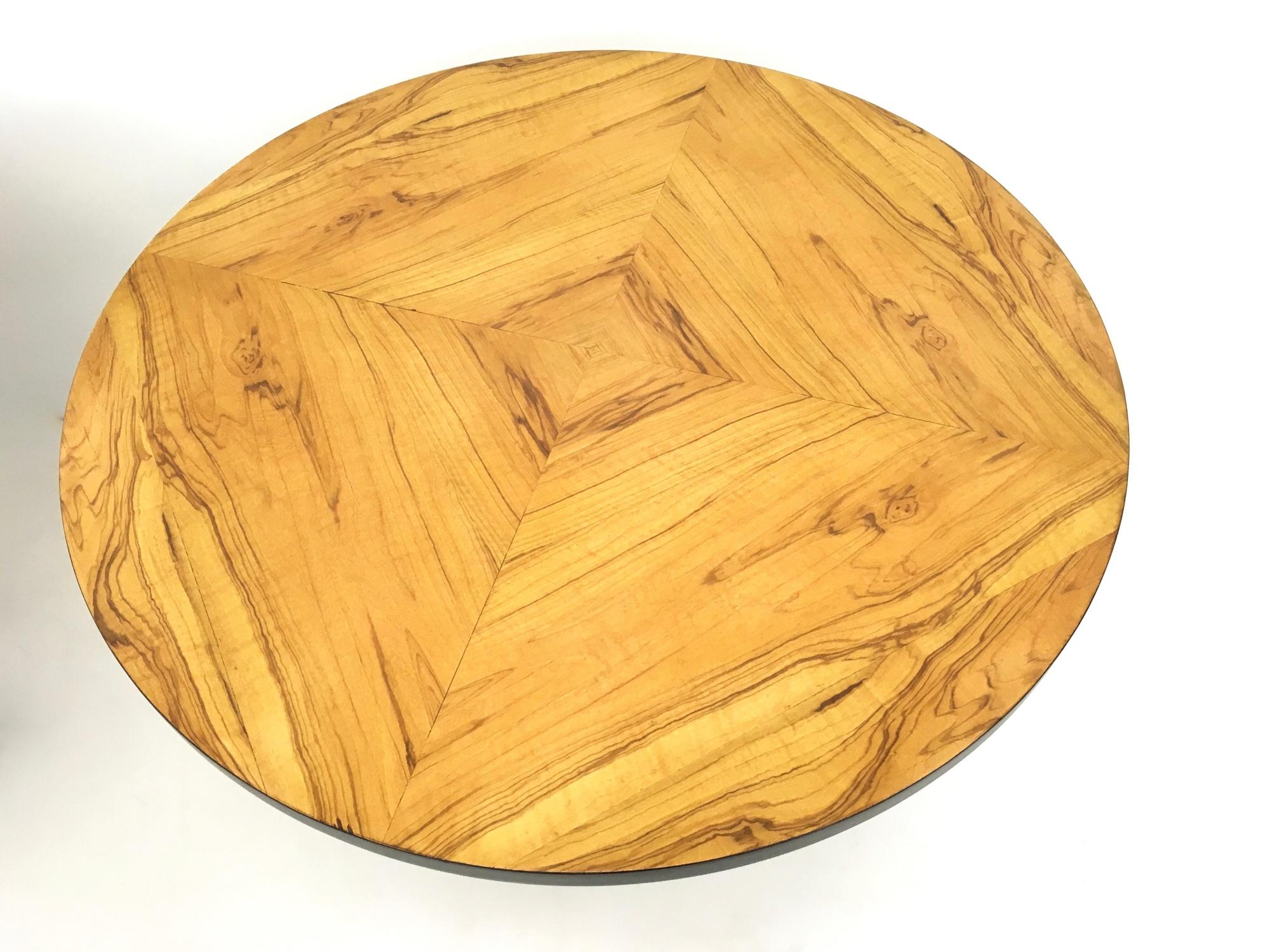 Mid-20th Century Pair of Midcentury Round Olive Wood and Ash Dining Table, Italy, 1940s