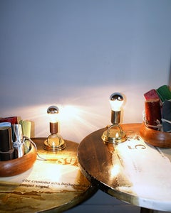Rupert Nikoll Pair Midcentury Brass Nightstand Table Lamps, 1950s, Austria