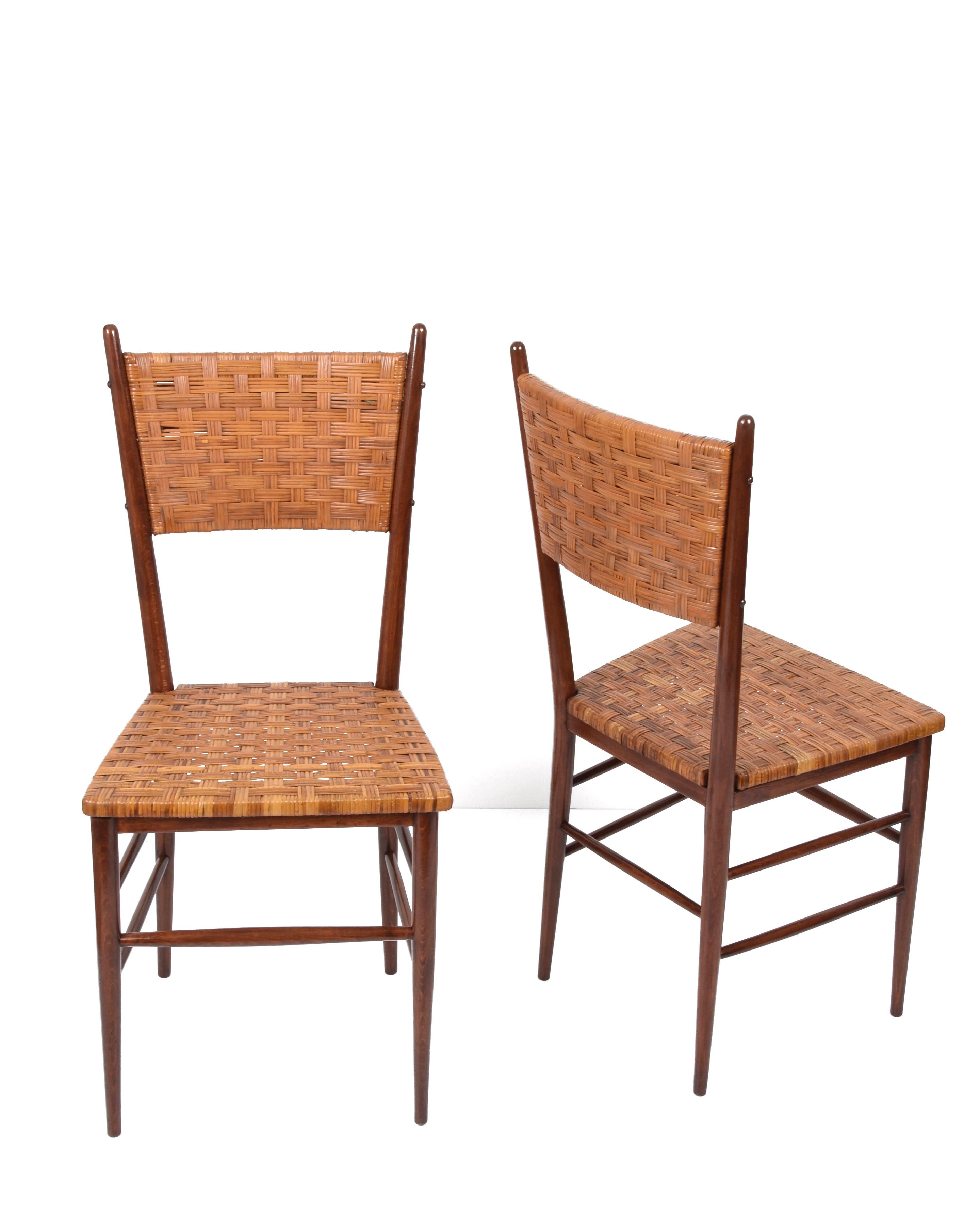 Pair of Midcentury Sanguineti Chiavari Beech Wood Italian Chairs, 1950s For Sale 5
