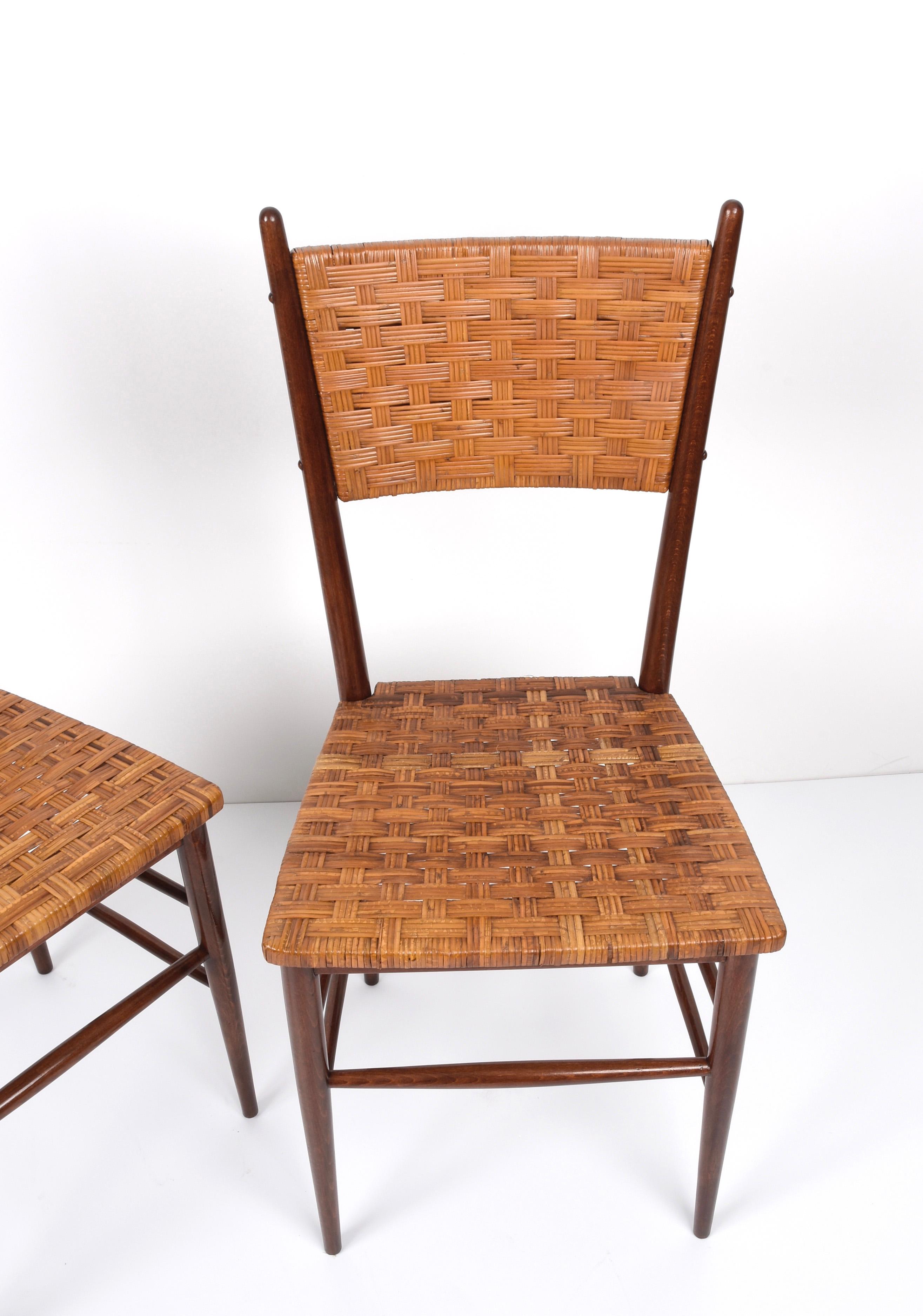 Pair of Midcentury Sanguineti Chiavari Beech Wood Italian Chairs, 1950s For Sale 6