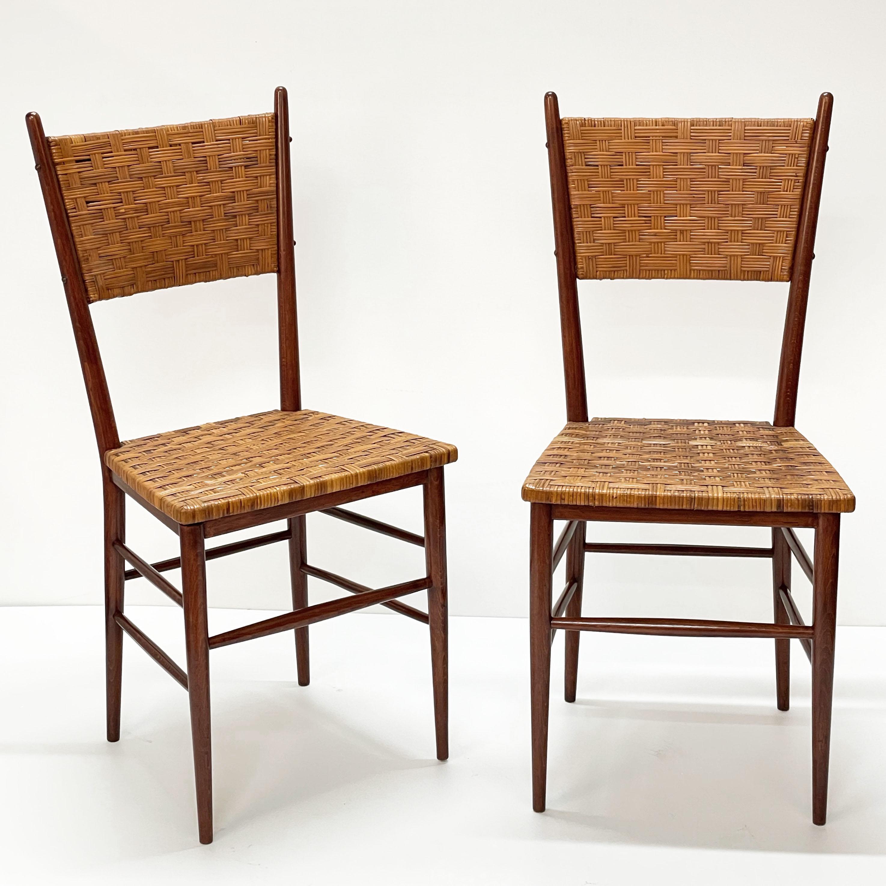 Pair of Midcentury Sanguineti Chiavari Beech Wood Italian Chairs, 1950s For Sale 3