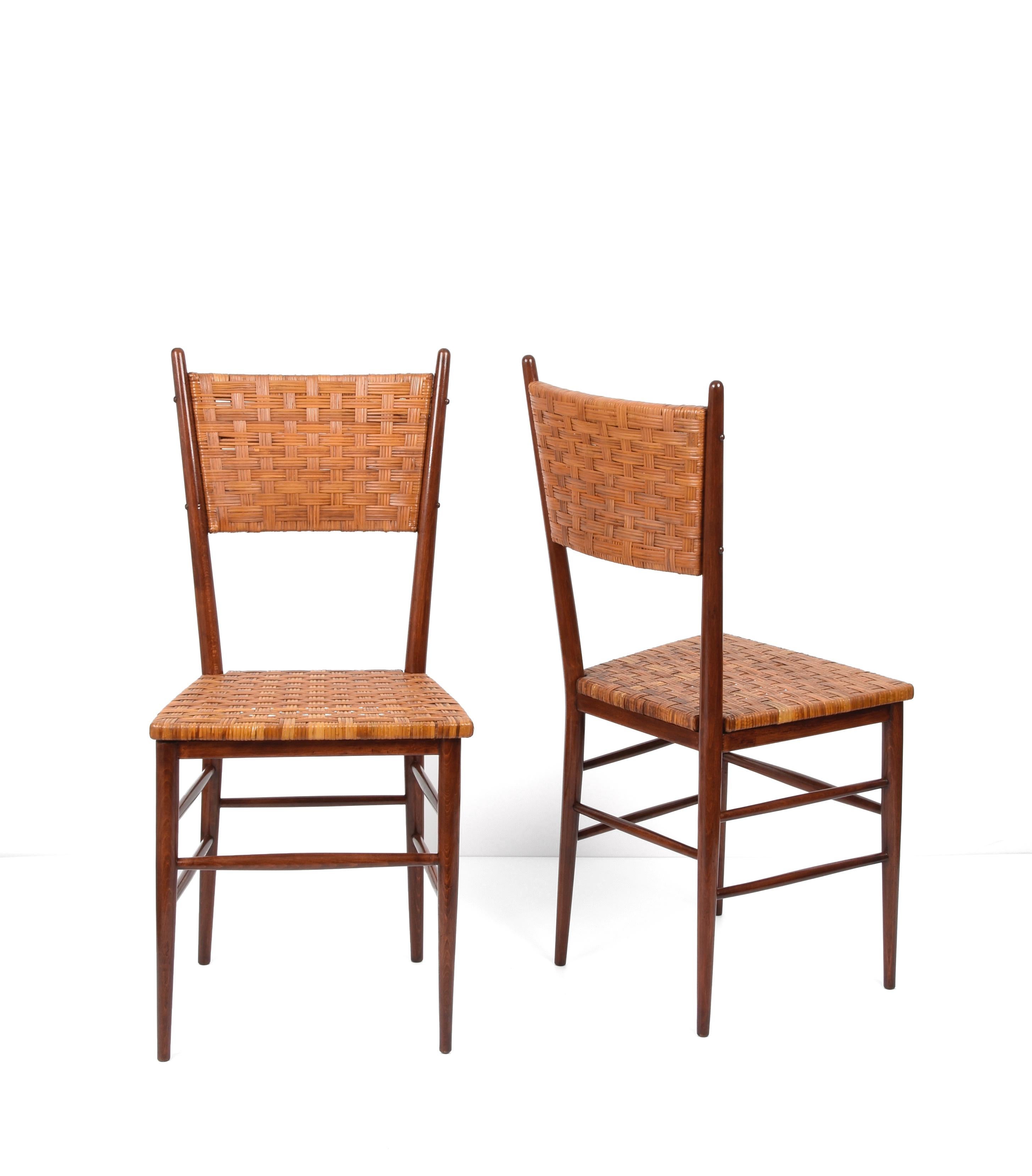 Pair of Midcentury Sanguineti Chiavari Beech Wood Italian Chairs, 1950s For Sale 4