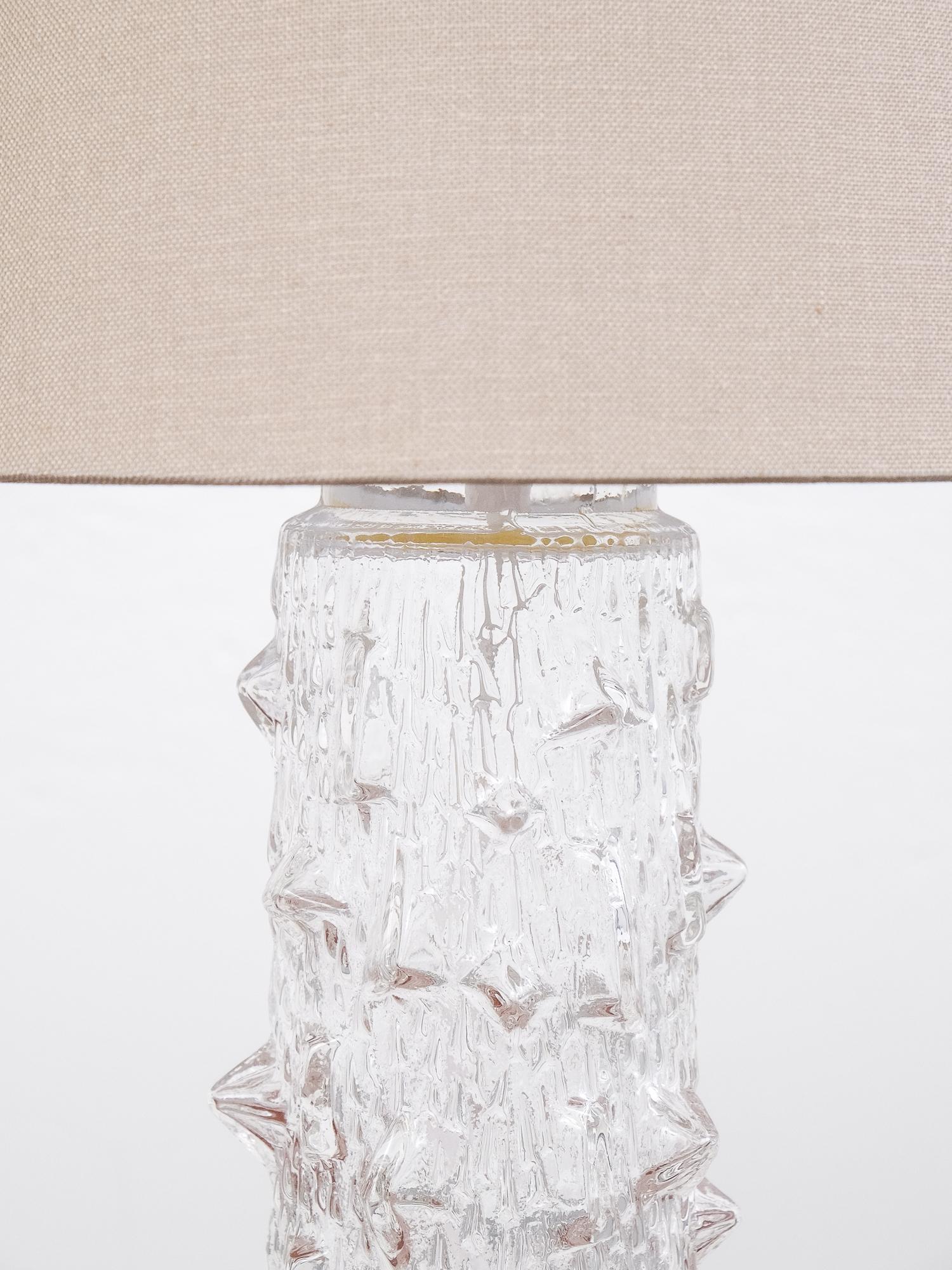 Pair of Midcentury Scandinavian Clear Glass Table Lamps In Good Condition In Helsinki, FI